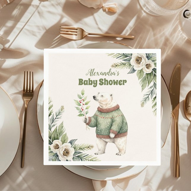 Woodland Winter Christmas Baby Shower Napkin (Creator Uploaded)