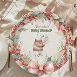 Woodland Winter Christmas Baby Shower Paper Plate<br><div class="desc">Celebrate the arrival of your little one with our "Woodland Winter Christmas" Baby Shower Paper Plates. These beautifully designed plates combine the cosy allure of a winter woodland with the festive spirit of Christmas, making them a perfect choice for your baby shower celebration. Features: Charming Design: Each plate features a...</div>