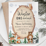 Woodland Winter Onederland Birthday Invitation<br><div class="desc">Woodland Winter Onederland Birthday Invitation
Winter First Birthday Invitation</div>