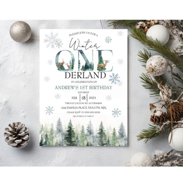 Woodland Winter ONEderland Invitation (Creator Uploaded)