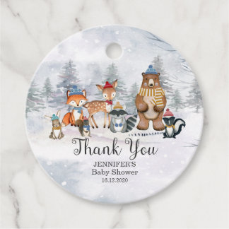 Woodland Winter Shower Forest Animals Gift tags