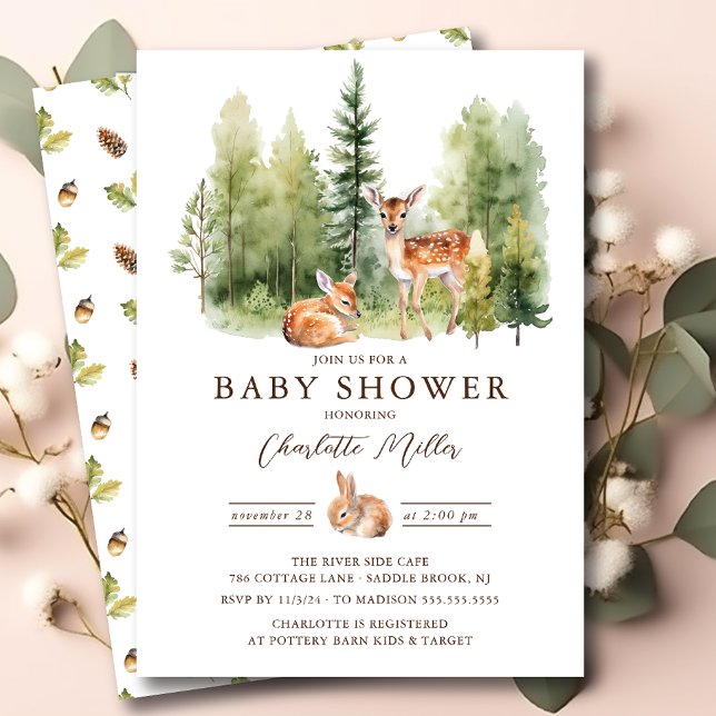 Woodland Wonder Deer Baby Shower Invitation (Creator Uploaded)