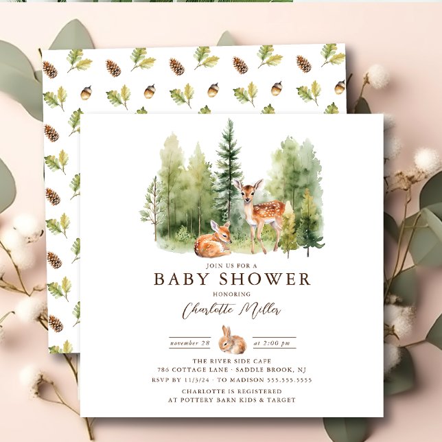 Woodland Wonder Deer Baby Shower Invitation (Creator Uploaded)