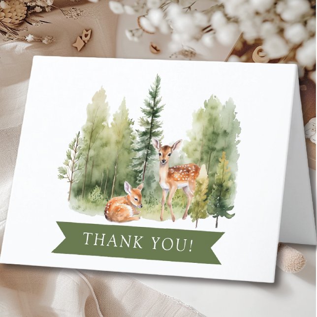 Woodland Wonder Deer Baby Shower Thank You Card (Creator Uploaded)