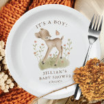Woodland Wonder Deer Paper Plate<br><div class="desc">Introducing our charming woodland animals baby shower design, perfect for celebrating the arrival of your little one. Crafted with attention to detail, this design features adorable illustrations of woodland deer creating a whimsical and nature-inspired theme. The soft boho colours and delicate typography add a touch of elegance, making it a...</div>