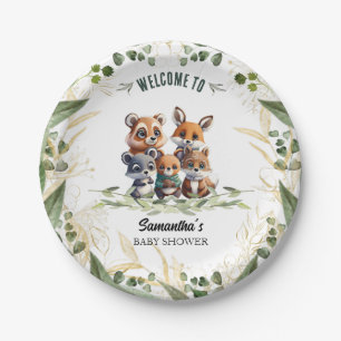 Woodland Wonders: A Forest Friends Baby Shower Paper Plate