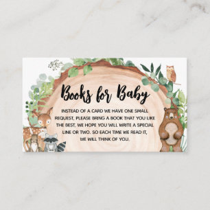 Woodland Wood Slice Baby Shower Books for Baby Enclosure Card