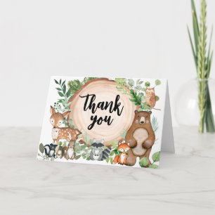 Woodland Wood Slice Baby Shower Thank You Card