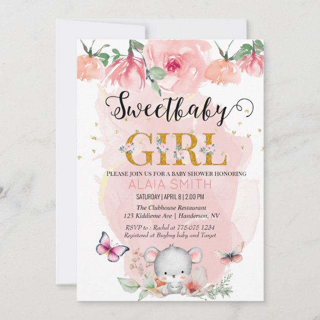 Woodlands Animal Theme Baby Mouse for baby shower Invitation (Front)