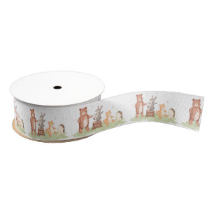 Woodlands Animals Dancing Forest Picnic Grosgrain Ribbon
