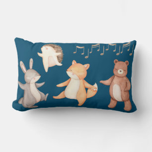 Woodlands Animals Dancing Forest Picnic Lumbar Cushion