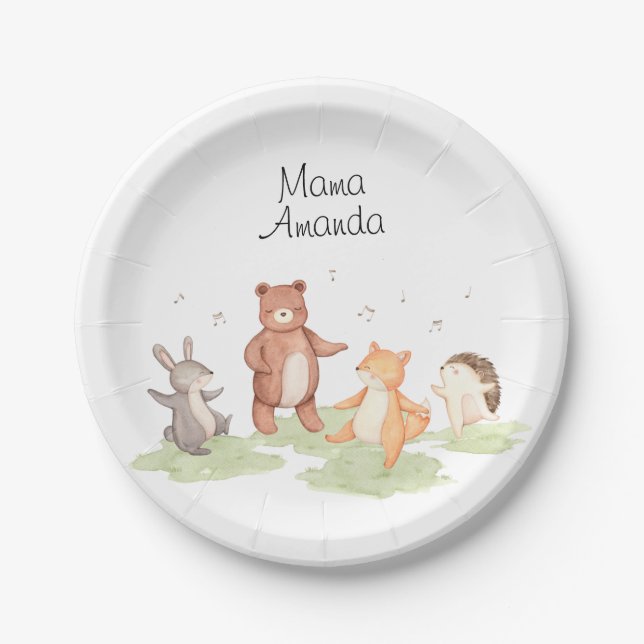 Woodlands Animals Dancing Forest Picnic Paper Plate (Front)