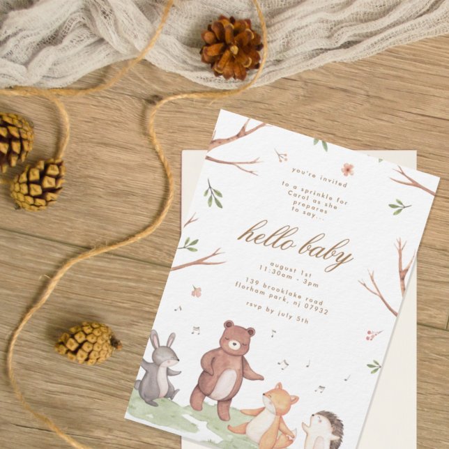 Woodlands Animals Forest Baby in Bloom Baby Shower Invitation (Creator Uploaded)