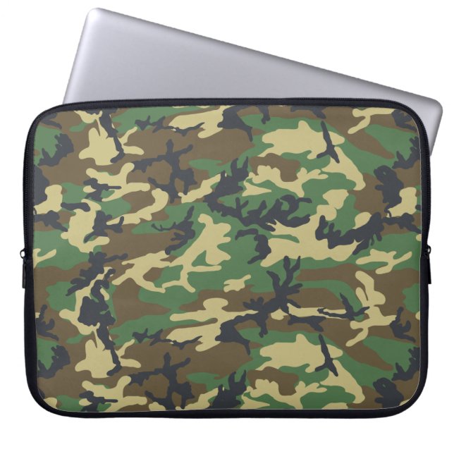 Woodlands Camouflage Outdoorsman Gift Laptop Sleeve (Front)