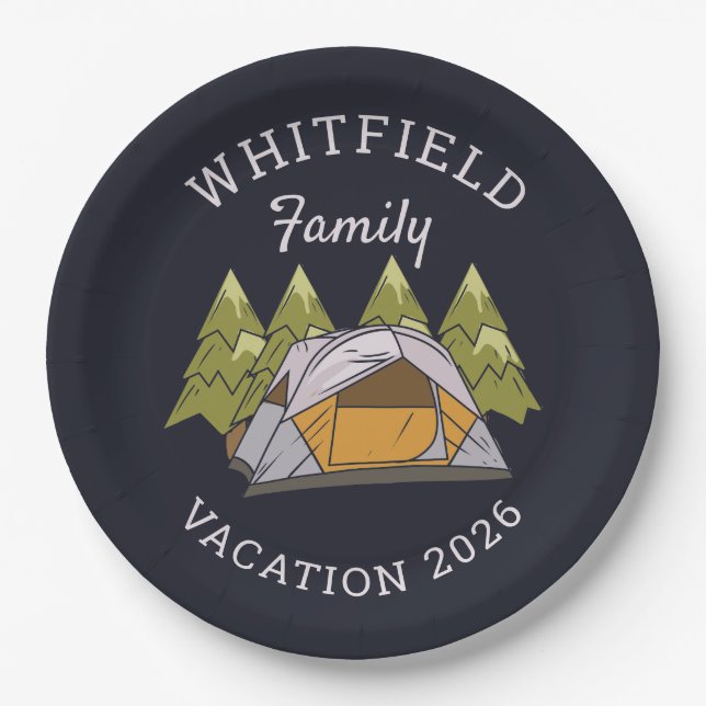 Woodlands Camping Trip Family Reunion Custom Paper Plate (Front)