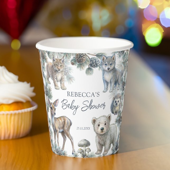 Woodlands cute baby animals baby shower customised paper cups (Woodlands cute baby animals baby shower customized paper cups personalized tableware )