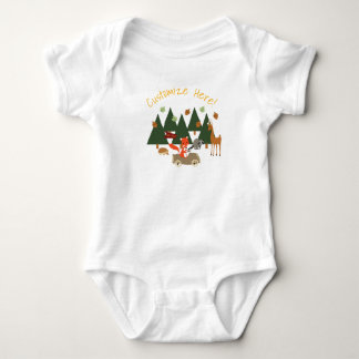 Woodlands forest animals birthday baby bodysuit
