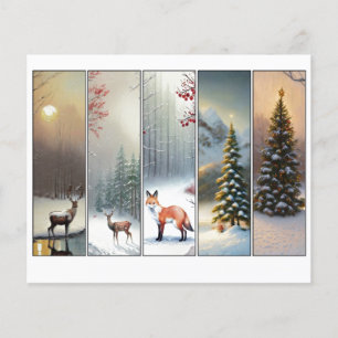 Woodlands theme Christmas bookmark set