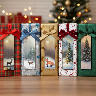 Woodlands theme Christmas bookmark/tag set