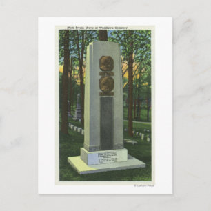 Woodlawn Cemetery, Mark Twain Gravestone Scene Postcard