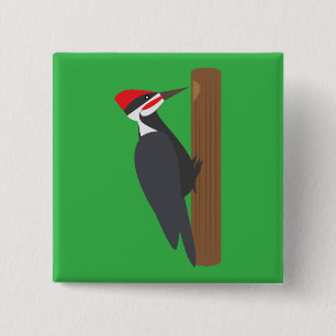 Woodpecker 15 Cm Square Badge