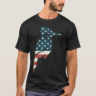 Woodpecker American Flag Vintage Bird Patriotic R T-Shirt
