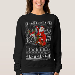 Woodpecker Bird Lover Santa Riding Woodpecker Ugly Sweatshirt