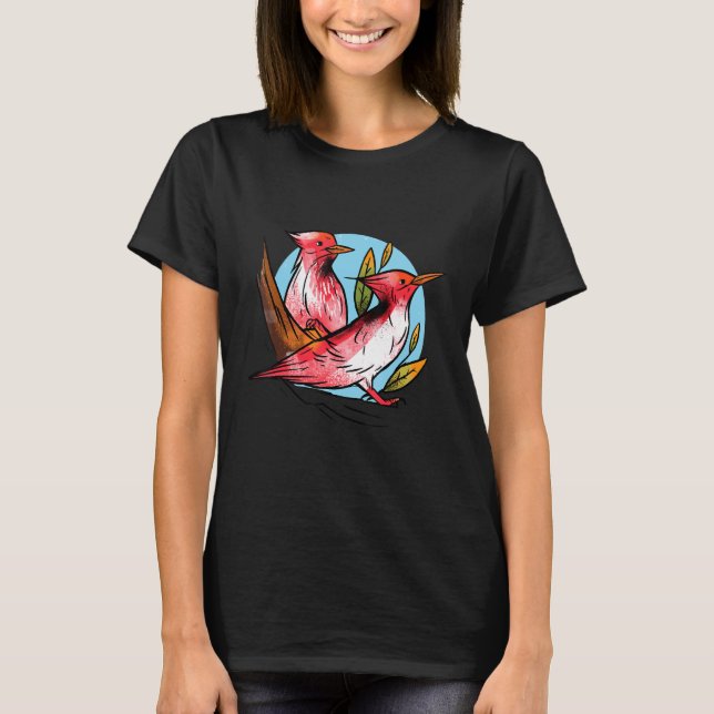 Woodpecker Bird Nature Red Pileated Woodpeckers Wo T-Shirt (Front)