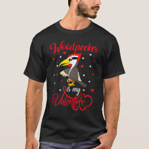 Woodpecker Is My Valentine Funny Woodpecker Bird V T-Shirt