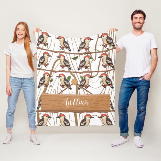Woodpecker Lovers Print  Fleece Blanket (In Situ)