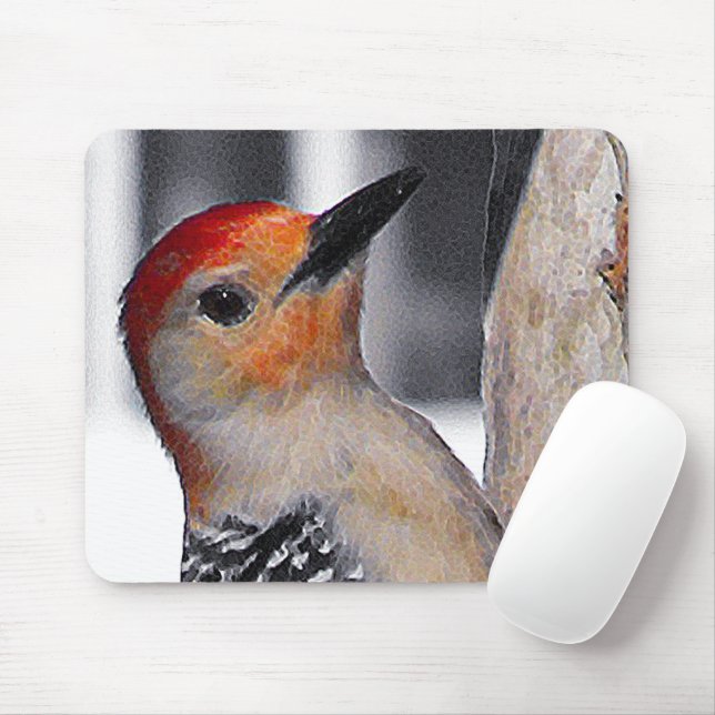 Woodpecker Portrait Mouse Pad (With Mouse)