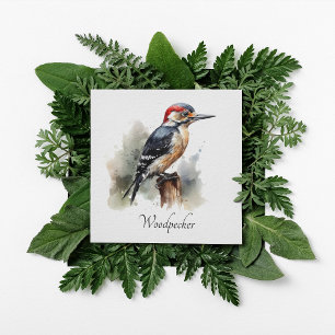 woodpecker sitting on a pole, customisable invitation