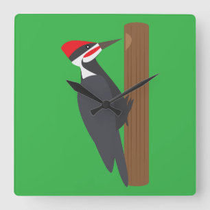 Woodpecker Square Wall Clock
