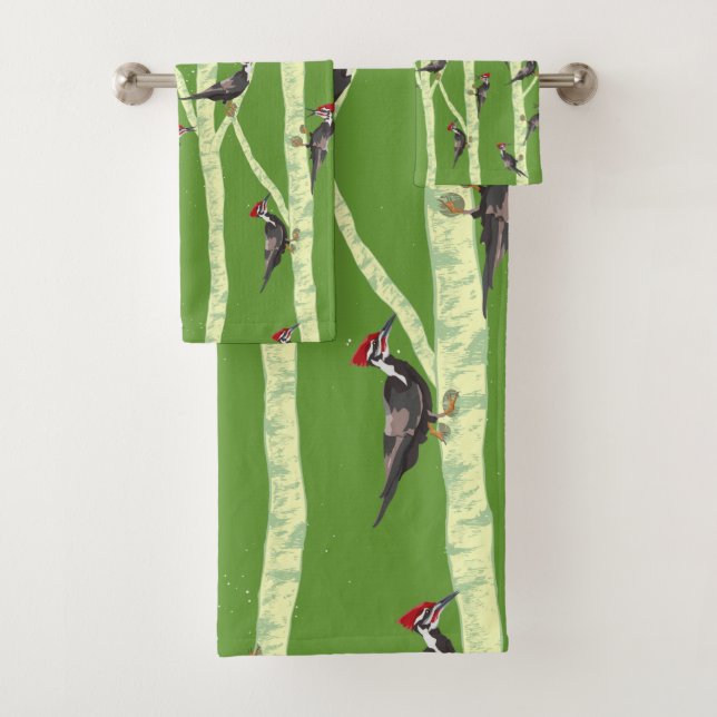 WOODPECKERS IN TREES BATH TOWEL SET (Insitu)