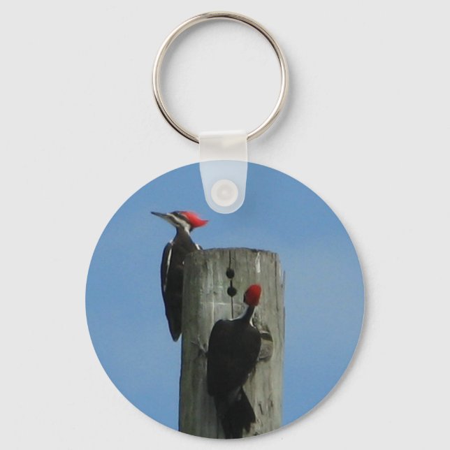 Woodpeckers on a Pole Key Ring (Front)