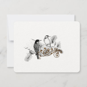 Woodpeckers Vintage Love Birds Wedding RSVP Card