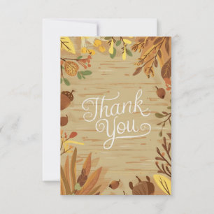 Woods Boho Autumn Fall Thank You Card