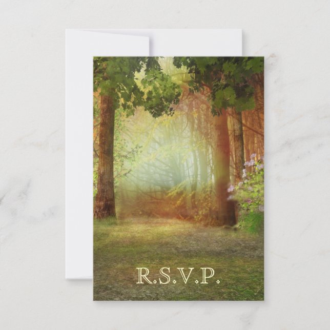 Woods Forest Outdoor Casual Elegant RSVP Card (Front)