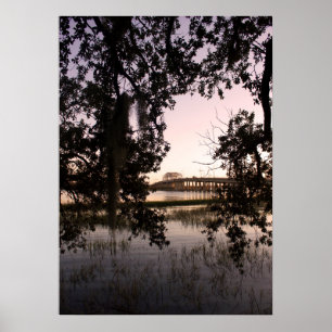 Woods Memorial Bridge at Sunset in Beaufort Poster