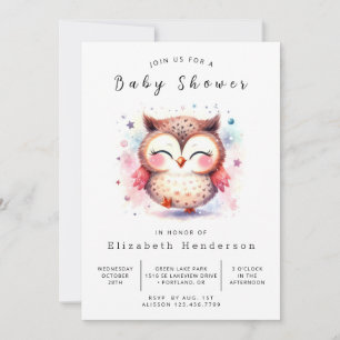 Woods Printable Owl Baby Shower Invitation