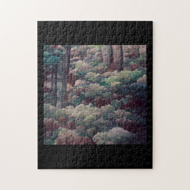 Woods shadow art green and brown jigsaw puzzle (Vertical)