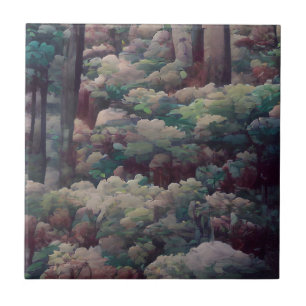 Woods shadow art green and brown tile