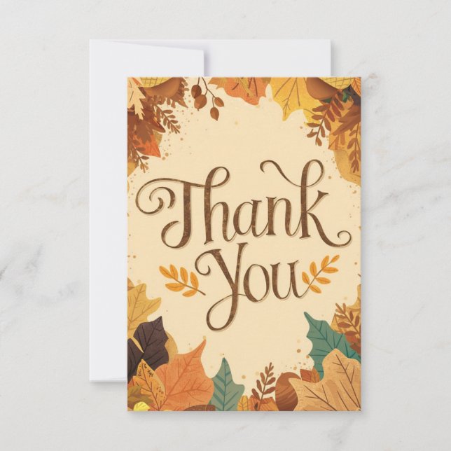 Woods Simple Autumn Fall Thank You Card (Front)