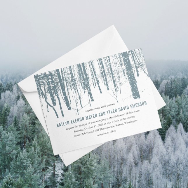 © Woods Trees Forest Winter Wedding Invitation (Creator Uploaded)