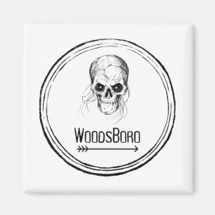 Woodsboro Vintage scary skull face Halloween Magnet