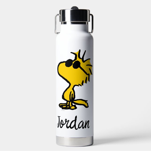Woodstock Cool Sunglasses Pattern | Add Your Name Water Bottle (Front)