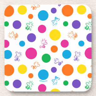 Woodstock Rainbow Polka Dot Pattern Coaster