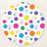 Woodstock Rainbow Polka Dot Pattern Round Paper Coaster<br><div class="desc">This cute design features Snoopy's best friend,  Woodstock in a colourful polka dot pattern.</div>