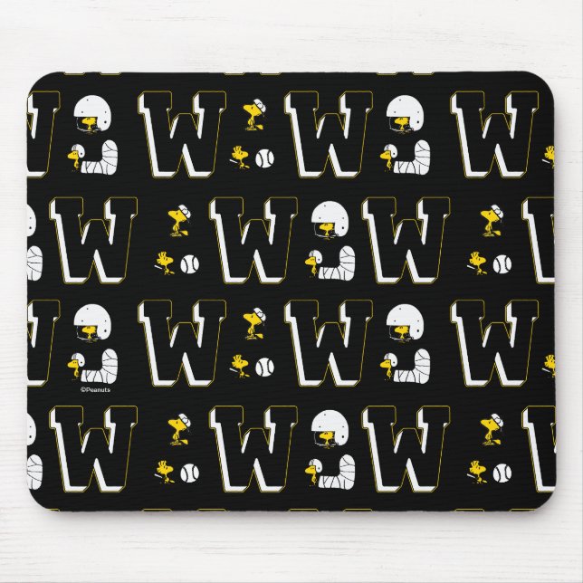 Woodstock Varsity Sports Letter Pattern Mouse Pad (Front)