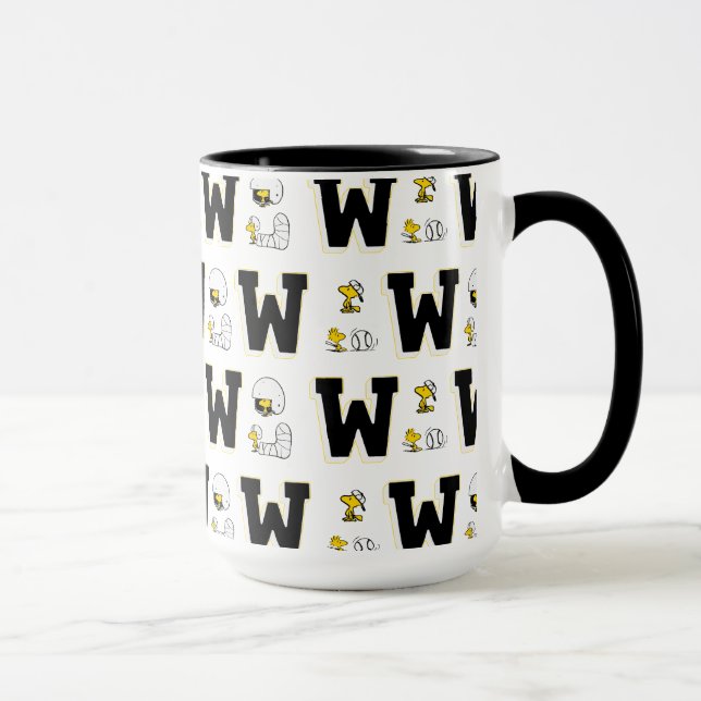 Woodstock Varsity Sports Letter Pattern Mug (Right)